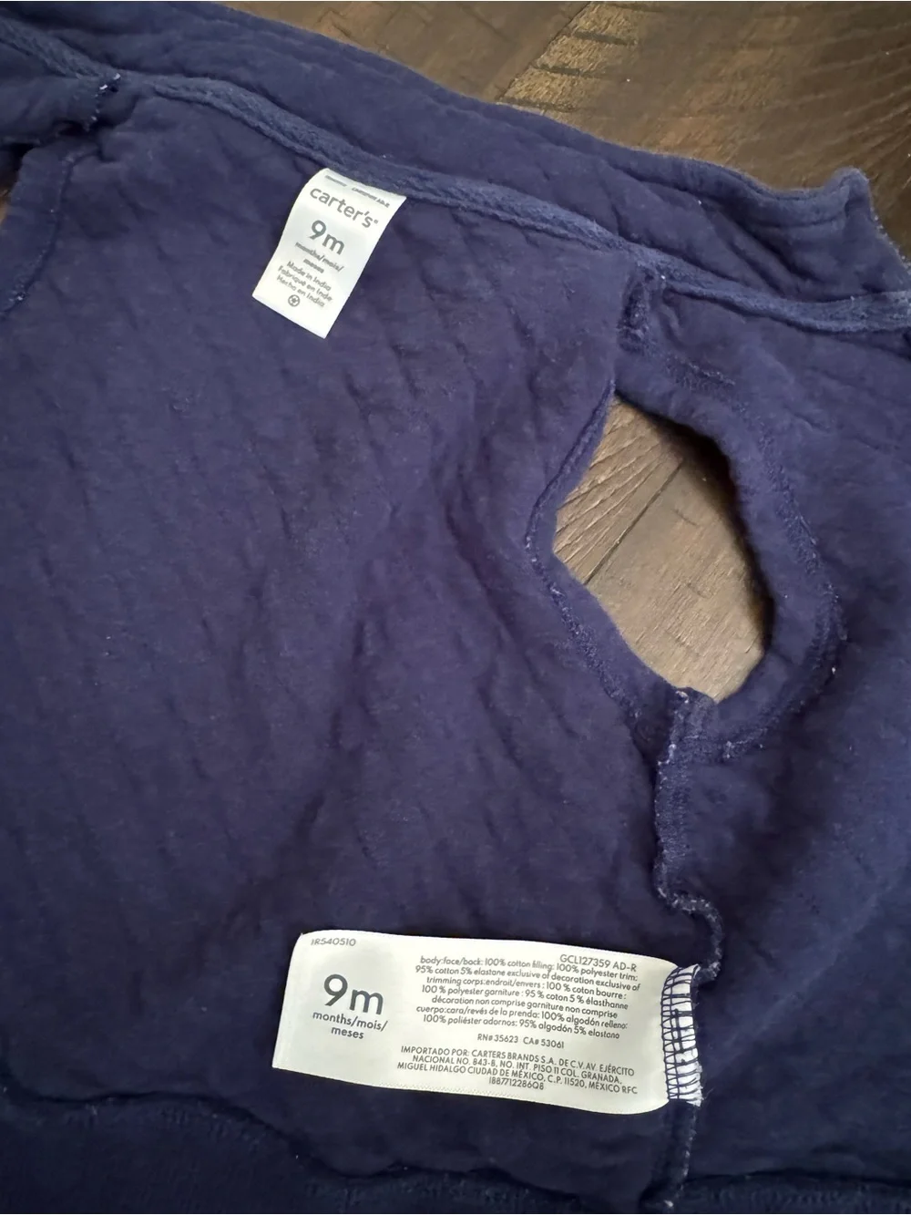 Baby Navy Quilted Zip Front Vest